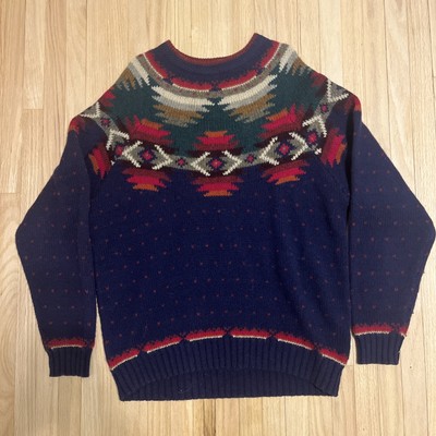 Vintage Woolrich Sweater 100% Wool Geometric XL 80s 90s Southwest