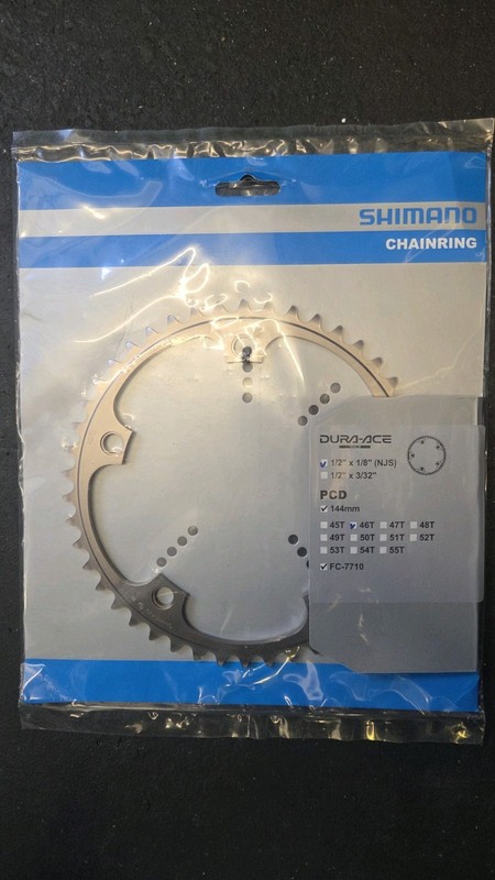 46 TOOTH SHIMANO DURA ACE NJS FC-7710 144PCD 1/8" TRACK CHAINRING