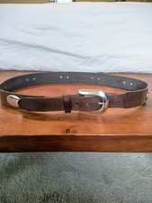 Justin Made in USA Top Grain Leather Western Concho Belt Brown Size 30 30-32 