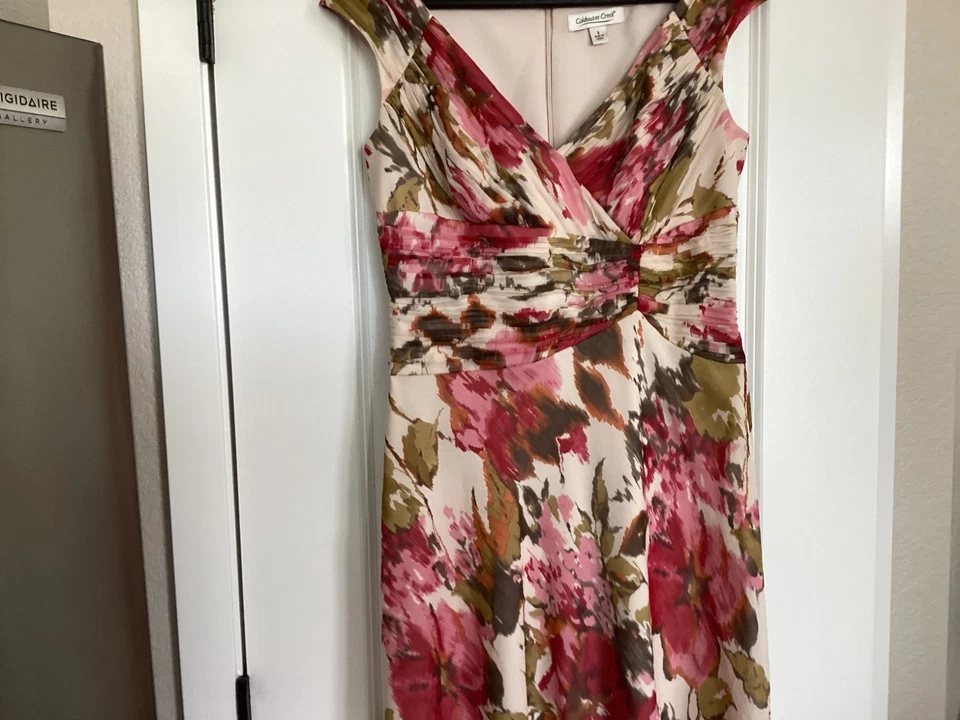 Coldwater Creek 100% Silk Floral A-line Dress Size 8 Women’s Midi Sundress - Image 4 of 4
