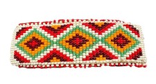 Vntg Southwestern Barrette Seed Bead 4 Hand Beaded Clip