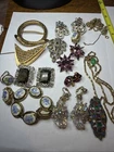 Vintage Mixed Costume Jewelry Brooch, Earring & Necklace Lot D43