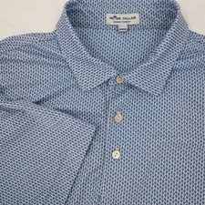 PETER MILLAR Summer Comfort Polo Shirt Mens Large Birdie Shuttlecock Badminton