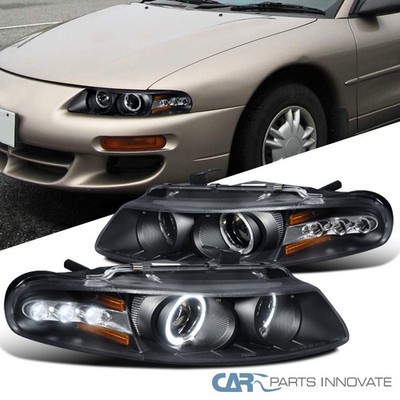Fits 97-00 Avenger Chrysler Sebring Coupe Black LED Halo Projector Headlights