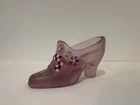 Fenton Art Glass Pink Satin Glass Shoe Slipper Hand-Painted J. POWELL Signed USA
