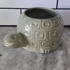 Vtg McCoy Pottery 740 Smiling Turtle Garden Planter Brown Glaze USA 1970s