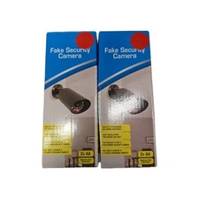 Lot 2 Fake Security CCTV Camera Dummy Camera Black With Flashing Red LED Light