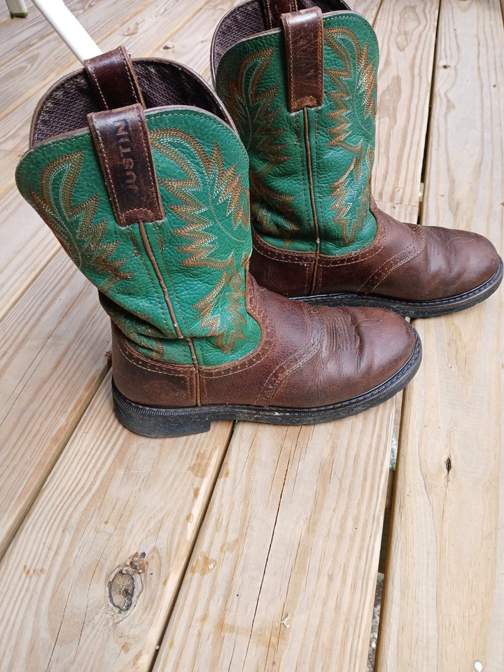 Botas vaqueras Justin Fatbaby verdes vaqueras WK4670 para mujer talla 8EE Foto 2 de 4