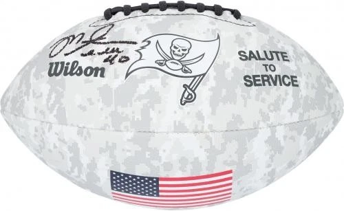 Футболист Уилсона с автографом Майка Олстотта из Tampa Bay Buccaneers 2024 Salute To Service - Изображение 2 из 4