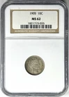 1905 10c Barber Dime NGC MS62 Better Date Original Silver Near Gem Eye Appeal