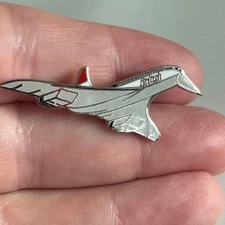 Vintage British Airways Concorde Jet Airplane Enamel Lapel Hat Pin