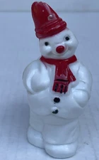 Vintage Irwin Christmas Hard Plastic Snowman Candy Container Ornament