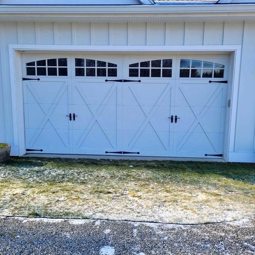 16' x 8', CHI Overlay Garage Door complete w/ Tracks, Springs, Hardware