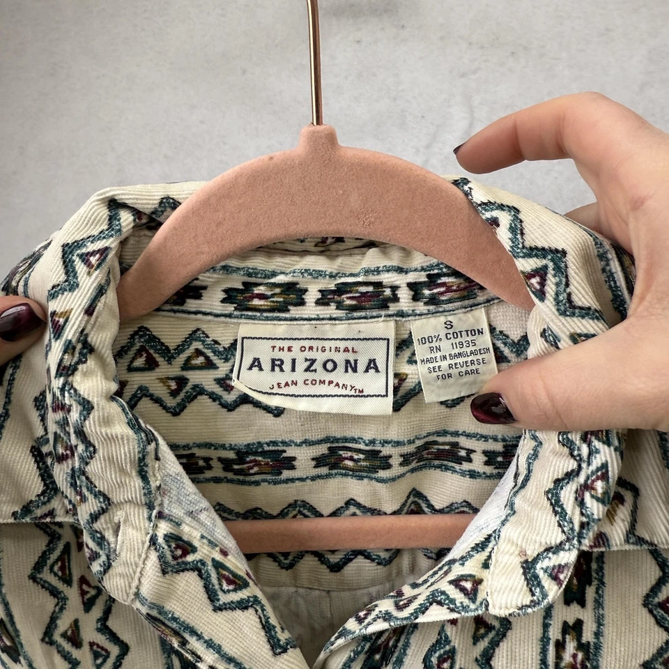 Camisa Arizona Jean Company Para Hombre Pequeña Pana Suroeste Azteca Manga Larga Foto 2 de 4