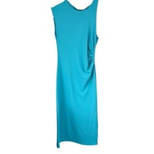 B8 ZARA Ruched Side Sleeveless Midi Dress Teal Blue Size S NWT