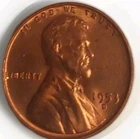 1953 D RED BU Lincoln Original Wheat 1c Denver Mint Free Post