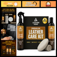Leather Cleaner Conditioner Kit - 4-Piece Set for Couches, Sofas, Furniture