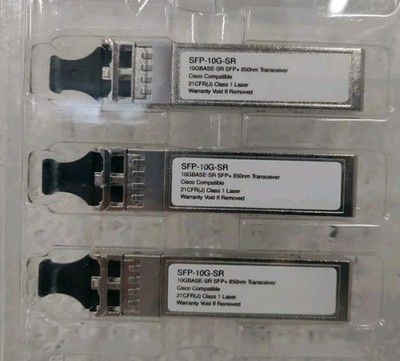 3x SFP-10G-SR 10GbE SFP+ 850nm Transceiver, Cisco kompatibel | 10GBASE-SR Modul