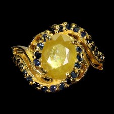 925 Sterling Silver Ring Oval Yellow Sapphire 9x7mm Sapphire Gemstone Size 6.5