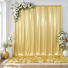 gogoparti 10x10FT Gold Sequin Backdrop Curtain - 2 Panels of 5x10FT Wrinkle-F...