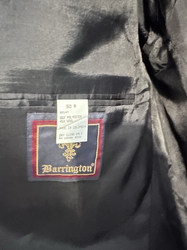 Barrington Mens 50R Black with White Pinstripes Wool Sport Coat Blazer Jacket - Picture 11 of 12