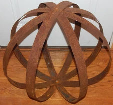 28”Huge Rusty Metal Whiskey Barrel Garden Sphere Globe Sculpture SPECTACULAR