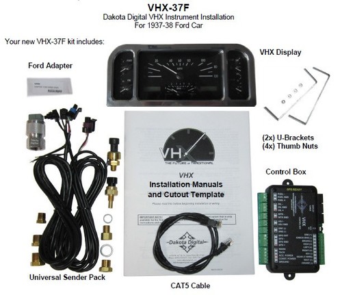 Dakota Digital 37 38 Ford Car Analog Gauge System Silver Alloy Blue VHX-37F-S-B - Picture 5 of 6