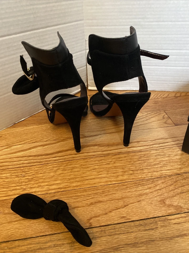 MUJER INFORME FIRMA NEGRO GAMUZA TACÓN "ZANY" TALLA 8.5* Lazo Extraíble Foto 3 de 4