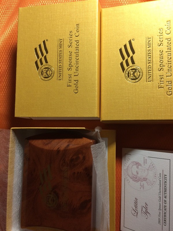 2009-W Unc $10 Gold Letitia Tyler First Spouse BOX OGP and COA (X-33) NO COINS