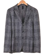 RECENT Hugo Boss Blue Glen Plaid Check Unlined Cotton Wool Casual Blazer Coat 40