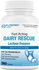 Puregen Dairy Rescue Fast Acting Lactase Enzyme 9000 FCC 360 Tablets Exp. 05/26
