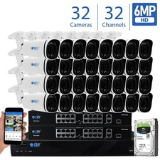 32 Channel NVR 32 X 6MP PoE Outdoor Varifocal Microphone Security Camera System