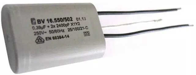 Störschutzfilter für Kleingeräte 0,39 µF + 2 x 2400 pF; BV16.550 