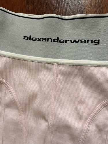 Alexander Wang Logo Elastic Waistline Bodycon Ribbed Jersey Skirt XS Soft Pink - Picture 7 of 15