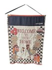 Vtg Tapestry Wall Hanging Chicken Farm Decor Welcome To Our Home Hanger 1995