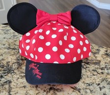Disney Parks Disneyland Minnie Mouse Hat Youth Bow Ears Red Polka Dot NEW