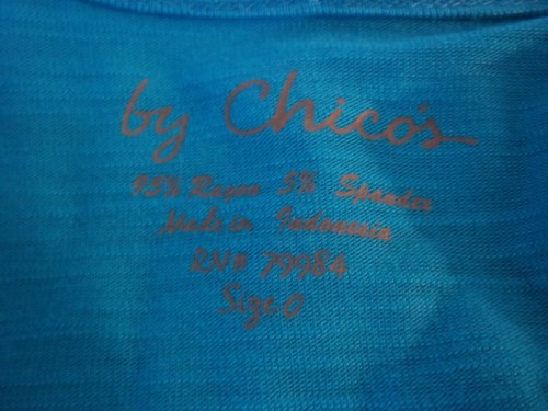 Chico`s Lt. Blue Rayon Blend Knit Open Front Cardigan Top Jacket~SZ 0~ Small - Picture 7 of 7