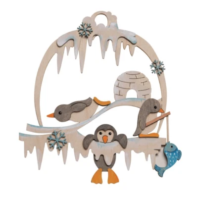 HOBAKU - DRECHSLEREI KUHNERT GMBH Bastelset Kuhnert Hobaku Fensterbild Pinguin Holz Zusammenbauen Kreativset Set