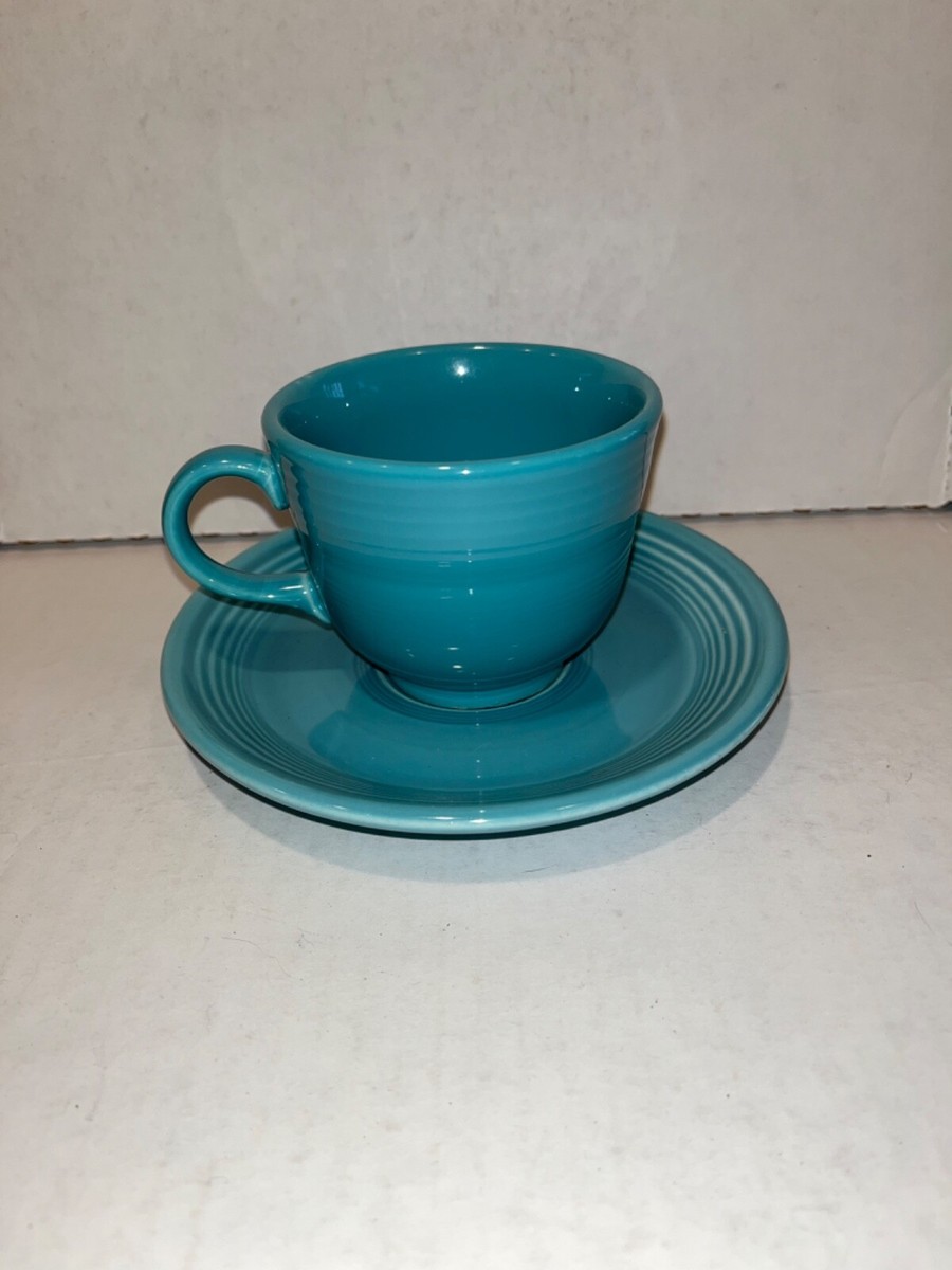Fiestaware Blue Coffee Tea Cup Mug Saucer Plate HLC USA