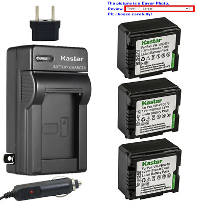 Kastar VW-VBG070 Battery AC Travel Charger for Panasonic HDC-SD9GK HDC-SD9-8GB