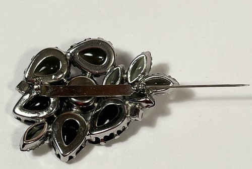 VTG Carnival Smokey Molded Glass Rose Rhinestone Aurora Brooch Pin Schiaparelli? - Picture 12 of 12