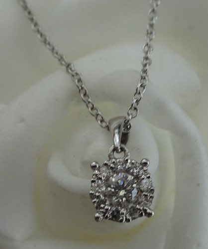 REAL 9ct or 18ct yellow white gold diamond pendants square round cluster + chain - Picture 7 of 13