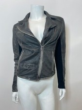 Gimo's Distressed Moto Leather Jacket In Washed Black Size S