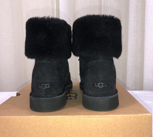 NIB UGG Womens Weylyn Genuine Shearling Cuff Lace-Up Bootie US 7.5/EU 38.5 Black - Picture 7 of 12