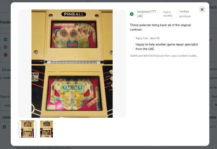 GAME&WATCH part Set lot 1 laser cut reflector for Widescreen and 1 polarizer - Image 4 of 4