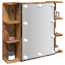 vidaXL Mobile a Specchio con LED Legno Antico 70x16,5x60 cm