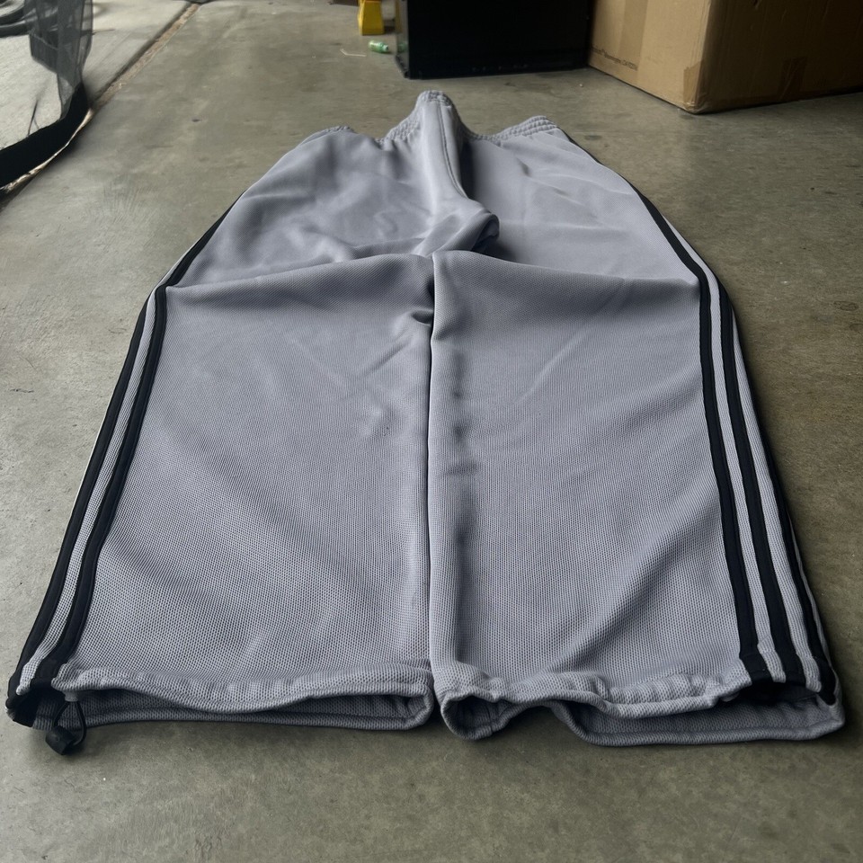y2k 2000s baggy wide leg grunge skater gray striped adidas track pants
