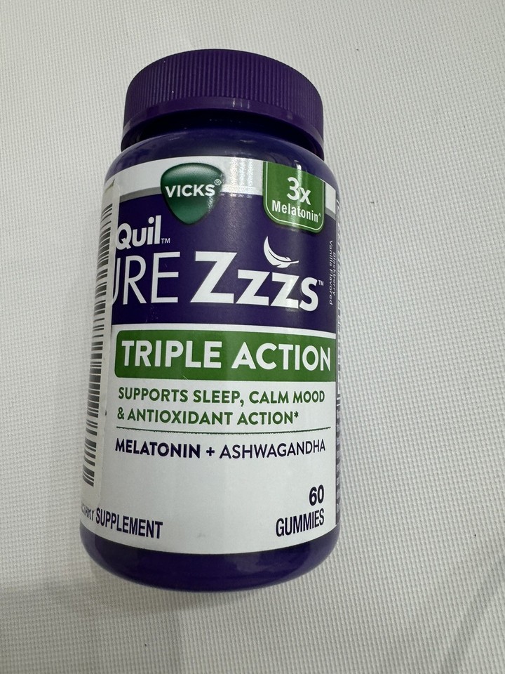 Vicks ZzzQuil Pure Zzzs Triple Action 3X Melatonin 60 Gummies Nov/2025