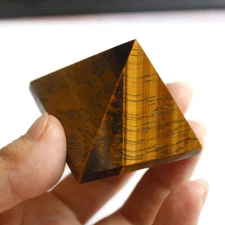 Natural Tiger's Eye Pyramid Quartz Crystal Healing Chakra Energy Tower Gemstone