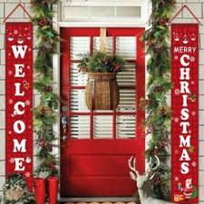 2-Piece 71" Merry Christmas  Welcome Decorative Holiday Porch Banners - SH80
